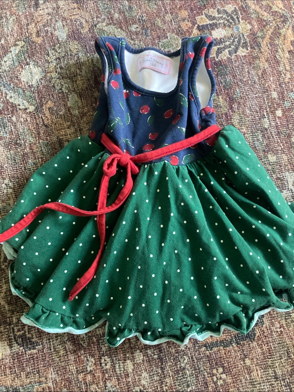 4/$20 Sweet Honey 18M Navy & Green Cherry Toddler Dress